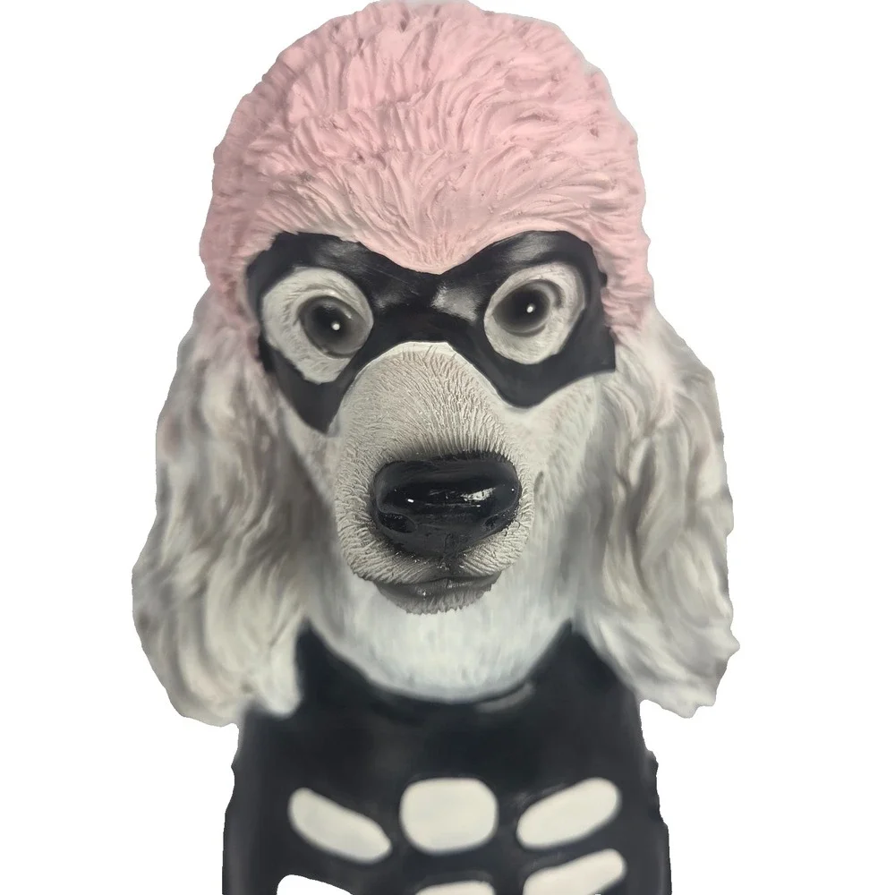 Glamorous Ghouls Poodle Skeleton Dog Figurine 14in Pink Halloween NWT Whimsical